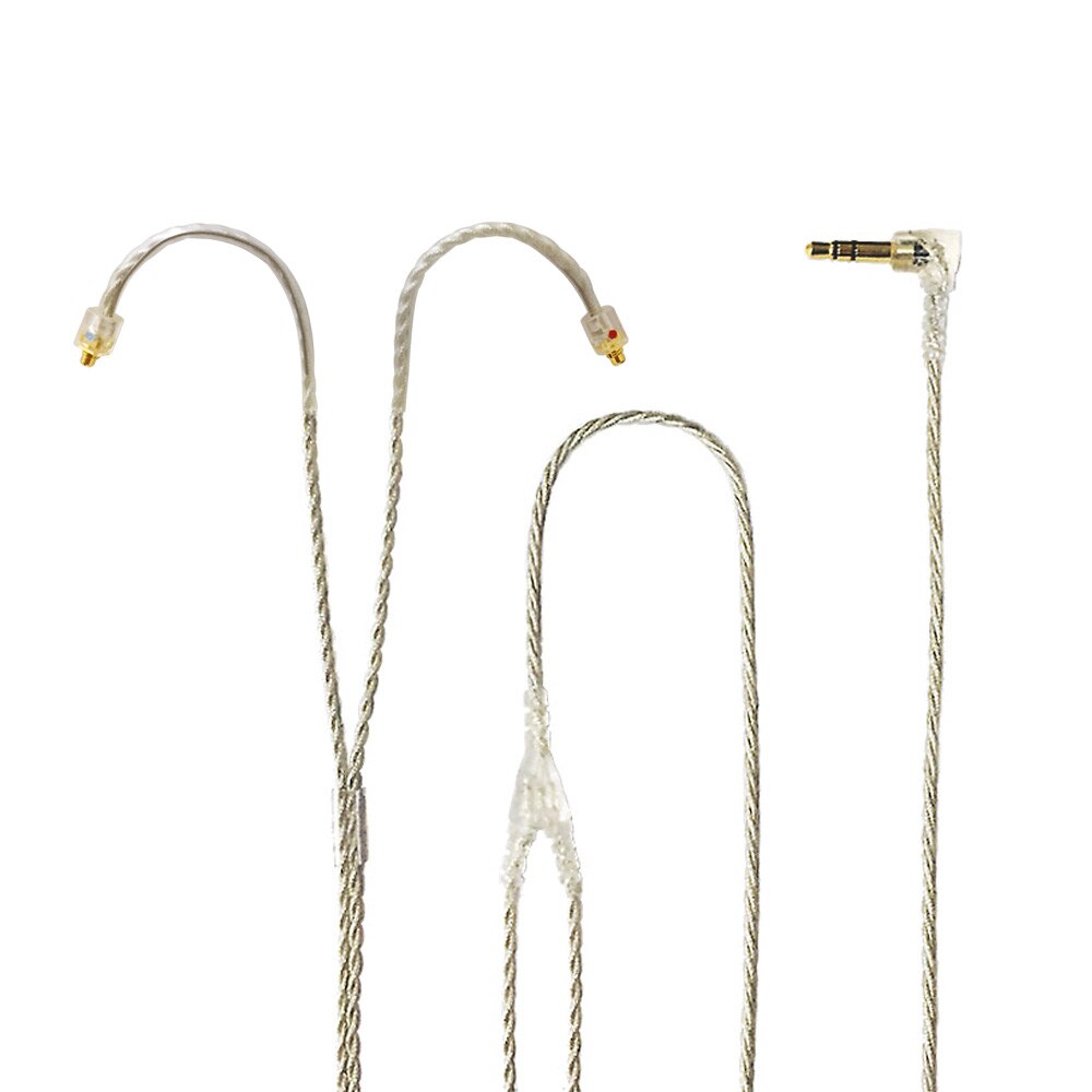 In-ear monitor kabel mmcx øretelefon kabel ledning iem kabel mmcx stik ledning længde 64 '': Sølv 64 tommer