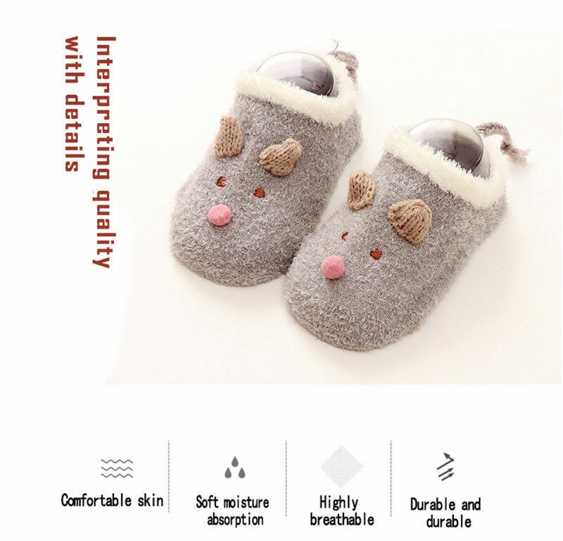 Brand Newborn Toddler Infant Baby Girl Winter Warm Socks Shoes Cartoon Furry Anti-slip Lace Cotton Socks Slipper Boots