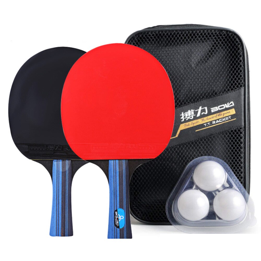 1 Pair Training Table Tennis Racket Bat Horizontal Pen-Hold With 3PCS Random Color Table Tennis Ping Pong