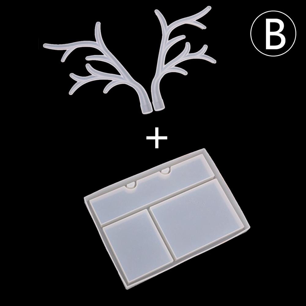 Silicone Mold Christmas Style Antler Tree Branch Jewelry Display Rack DIY Resin Crystal Epoxy Jewelry Tray Mould Tools: set B