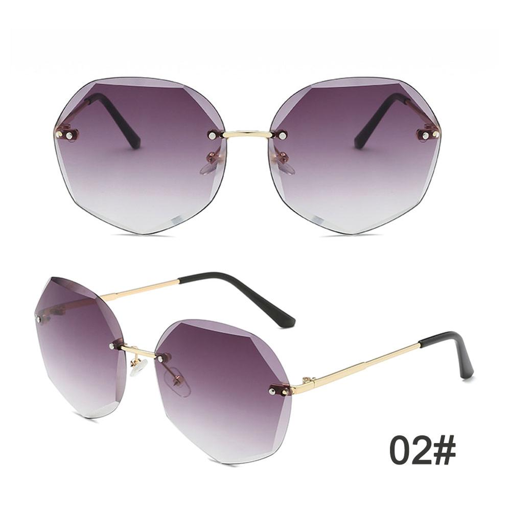 Women Polygon Rimless Sunglasses Metal Anti Ultraviolet Marine Film Sunglasses: 02