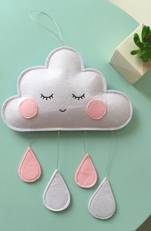 50cm * 28cm Regenbogen Wolken Neugeborenen Baby Schlafzimmer Dekor Hängen Spielzeug freundlicher Krippe Hängen Dekoration freundlicher Spielen Zelt dekoration Zelt: Weiß Rosa