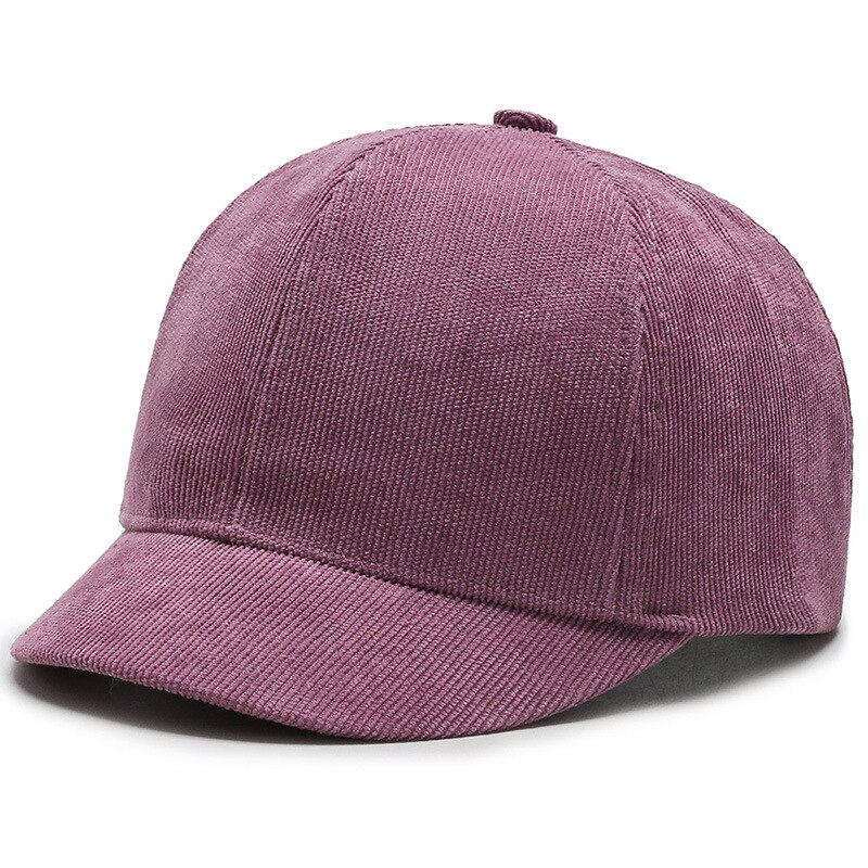 Kort rammehette ensfarget baseballcap menn kvinner høst vinter utendørs hesteluer kordfløyel snapback uformell hatt: 3