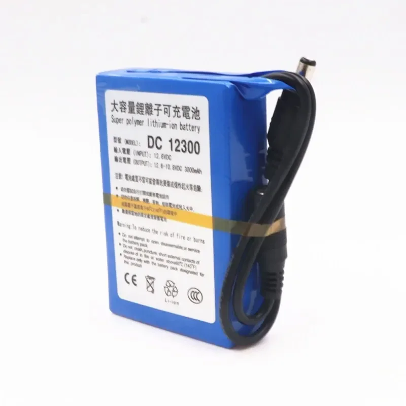100% DC 12V 3000mAh Li-ion DC12300 Super Rechargeable Battery Pack with Plug for CCTV Camera Batteries Baterias Bateria