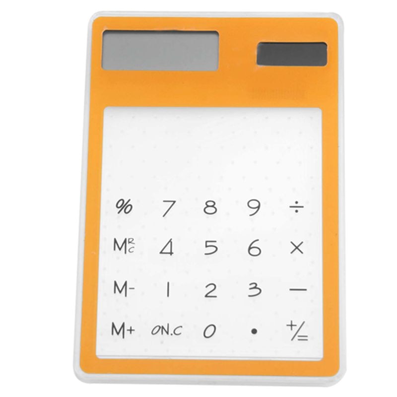 Transparent Calculator Clear Scientific Calculator Solar Energy Led Calculator Stationery Orange: Default Title