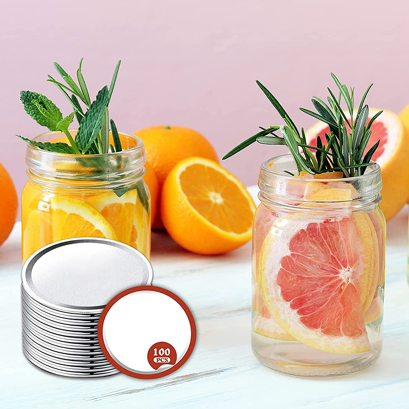 80/100 Pcs Regelmatige Mond Inblikken Deksels 70/86Mm Mason Jar Inblikken Deksels Herbruikbare Split-Type Deksels Lek proof Accessoire