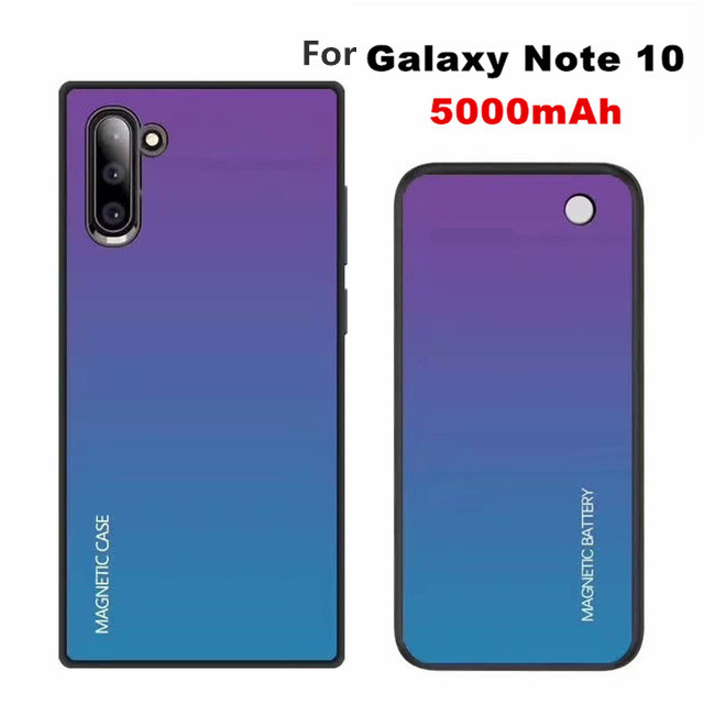 Funda magnética para Samsung Galaxy Note 10 Plus, batería de carga inalámbrica, 5000mAh: Blue For Note 10