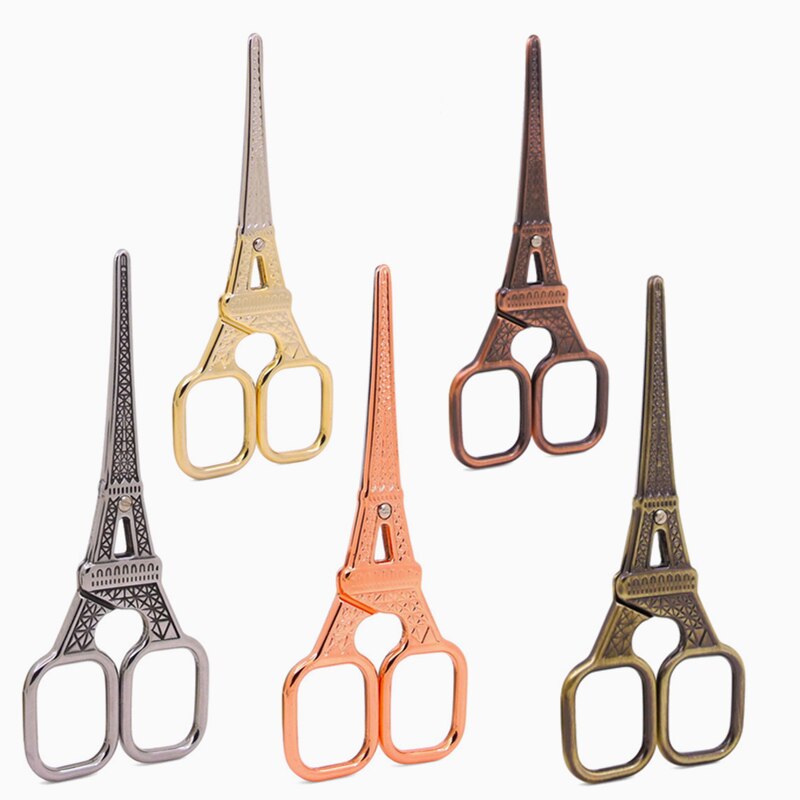 Tijeras antiguas en forma de torre Eiffel, suministros de costura para bordado y costura, de acero inoxidable, de