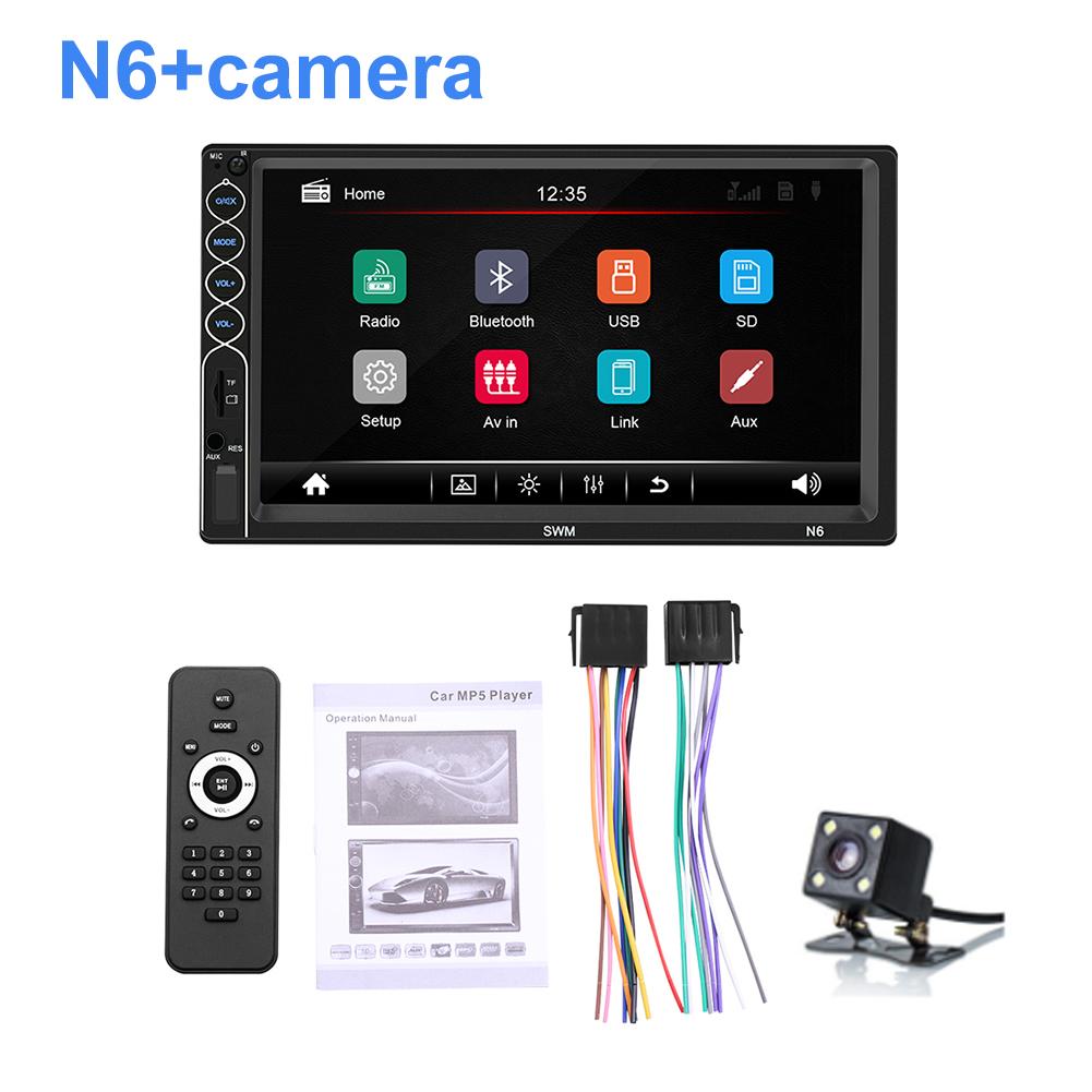7 Inch Car Radio MP5 Stereo Touch Screen Player 2 Din Auto Radio Stereo Support Mirror Link Rear Camera For IOS/ Android Phone: with camera