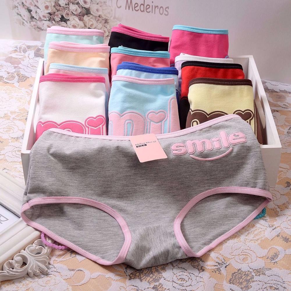 Teen Underwear Briefs Girls Briefs Panties Women's Botton Briefs Mid-waist Shorts 13-14-16-17-18T