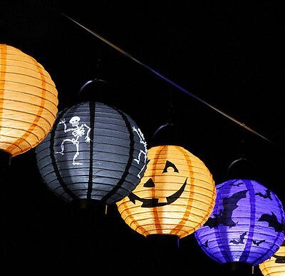 Halloween led papir græskar hængende lanterne diy fest dekoration skræmmende lanterne orange hvid lilla sort