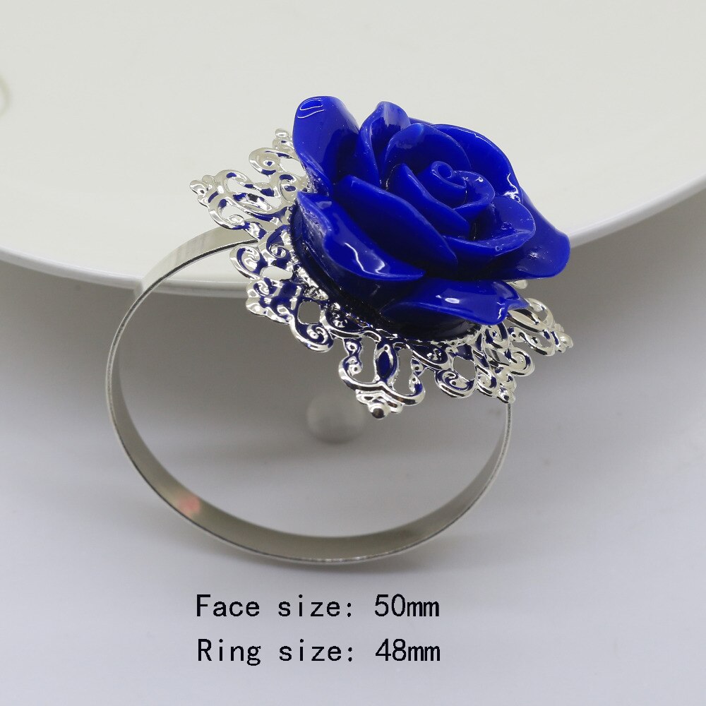 5 st blue resin Rose zilveren Servetringen Servet Houder Wedding servetten stof decoratieve aftrek Party Diner Tafel Decoratie