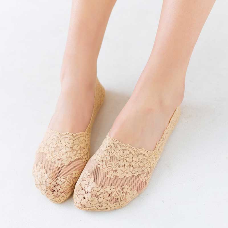 Silicone Shallow Women Socks Lace Slipper Ankle Socks Invisible Seamless Low Cut Boat Socks For Female Ladies Casual Calcetines