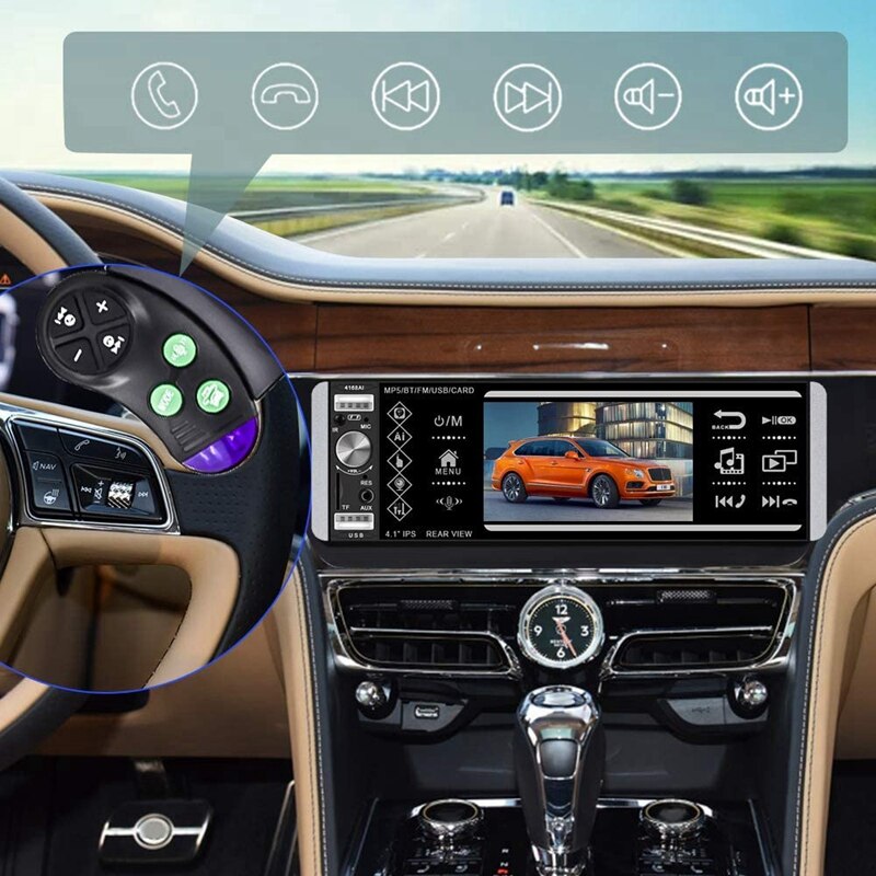 Single Din Car Stereo Radio 4.0 Inch Press Screen AM/FM Bluetooth Player Support RDS/4 USB Input/ Mirror Link for Phone