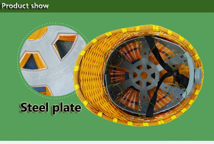 Bamboo Hat Helmet Summer Breathable Safety Helmets With Steel Plate Inner Shell Hard Cap For Working Workers Protection