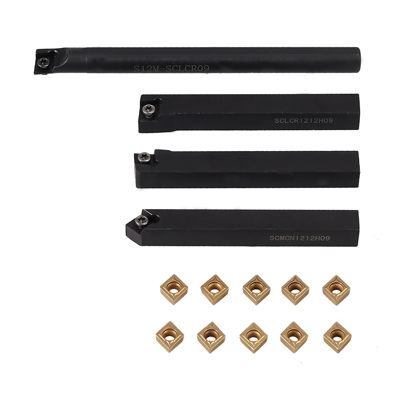 Proster pour 4 Set 12mm tige tour outil de tournage porte-alésage + 10x carbure Insert lames