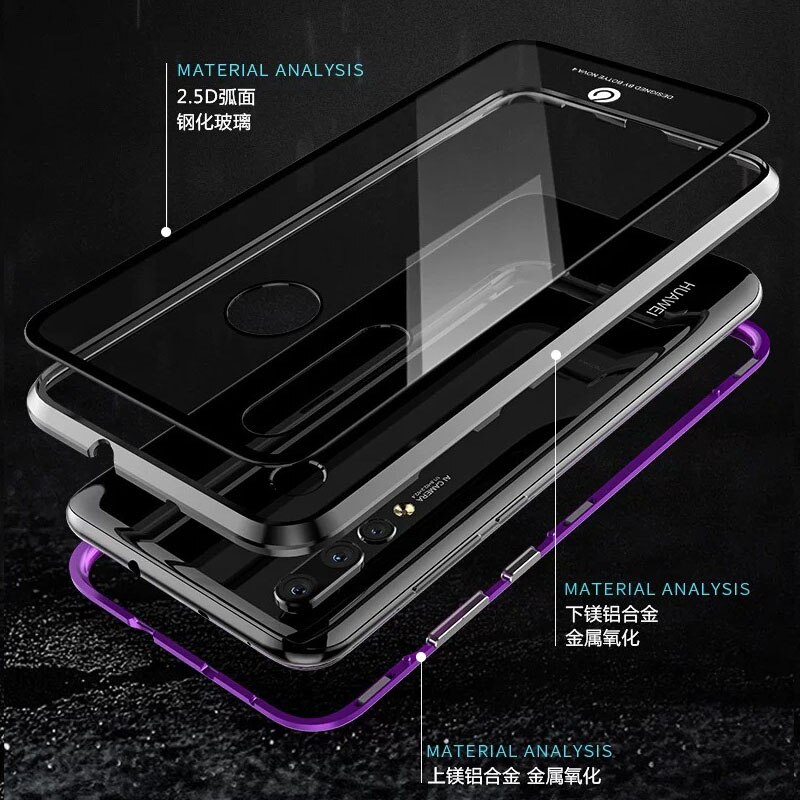 YonLinTan Coque cover Case For Huawei Honor 10 lite 10lite Honor10 Lite Strong magnetic adsorption tempered glass case