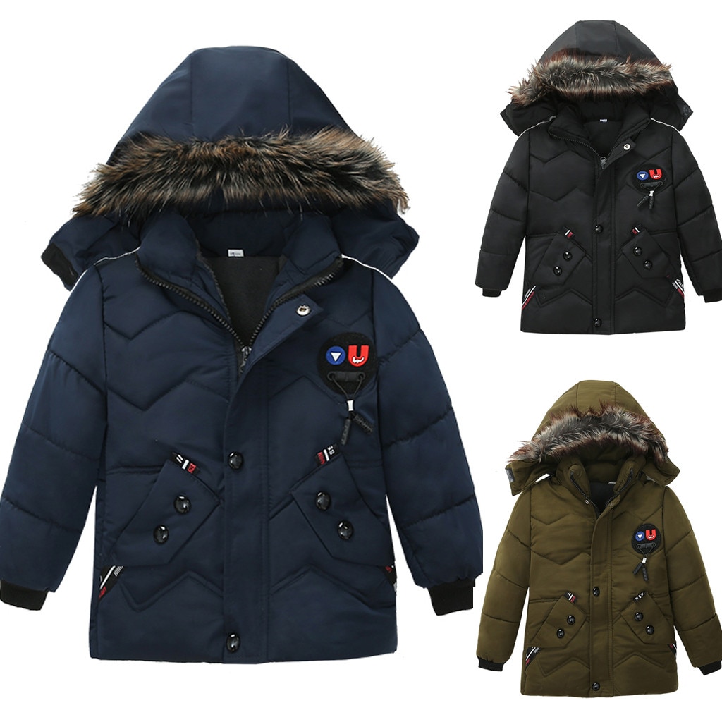 Winter Kids Jongen Winddicht Hooded Down Jas Winter Baby Meisjes Kleding Kinderen Katoen Gevoerde Bovenkleding Jas Dikke Warme Jassen