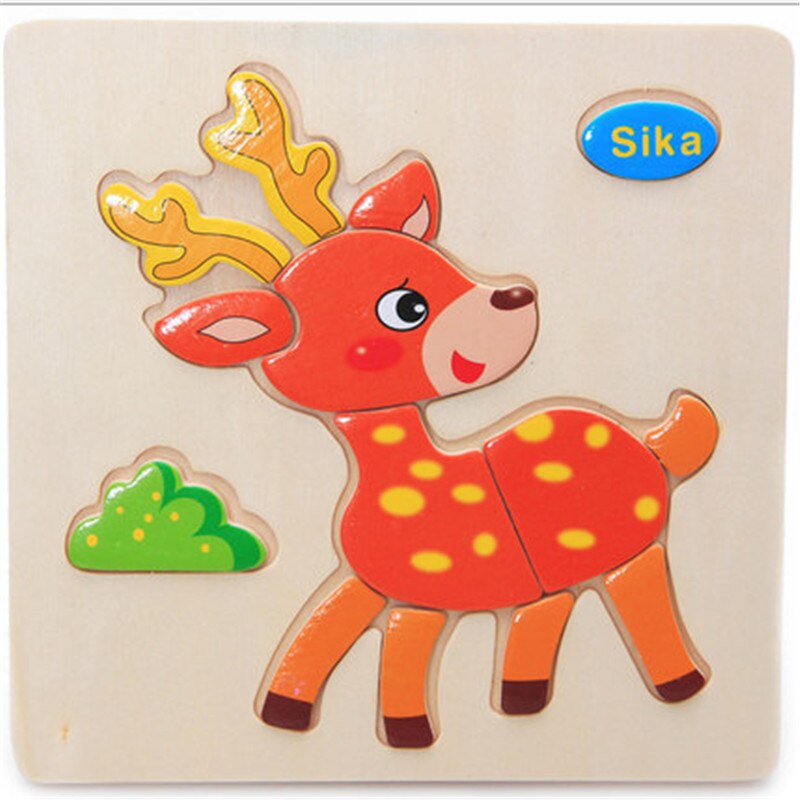 Toys Wooden Puzzles 3D Learning Jigsaw Educational Developmental Toys For Children Cartoon Animal Puzzle Kids Children Toy: sik