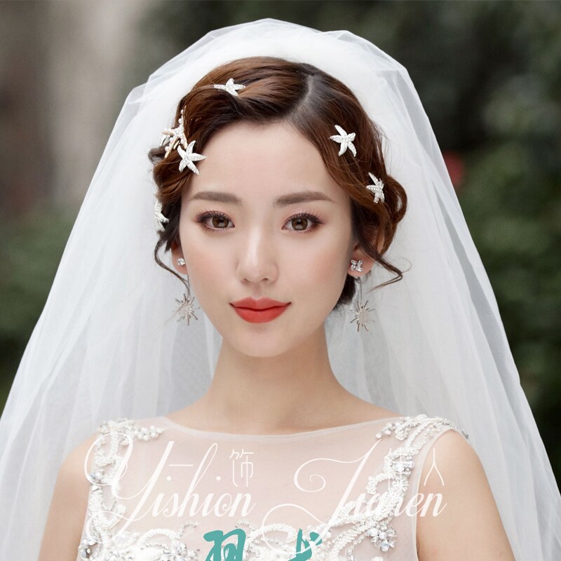 6pcs bride starfish Korean bride hairpin Korean style U-clip Korean hair accessories pin headdress style