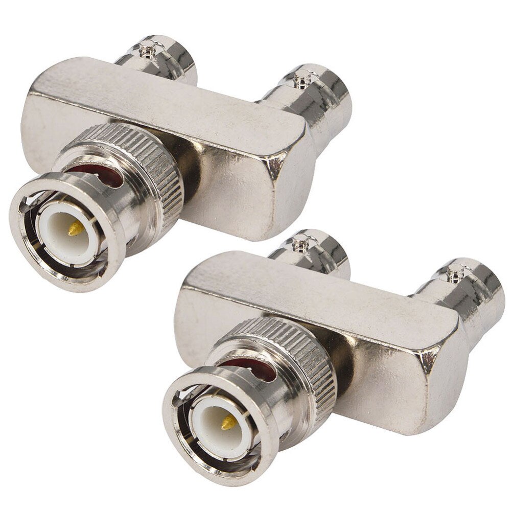 Bnc 3 Way Splitter Y-Type Bnc Male Naar 2 Dual Bnc Vernikkeld Messing Rf Video Coaxiale connector Voor Cctv Camera Adapter