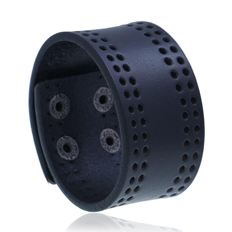 Punk reliëfpatroon brede leren armband heren retro drukknoop armband sieraden motorfiets gitaar accessoires vriendje: 87