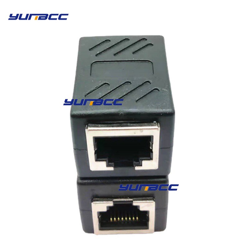 2 Pcs RJ45 network cable connector butt joint double-through head module network cable extension PCB shield extender