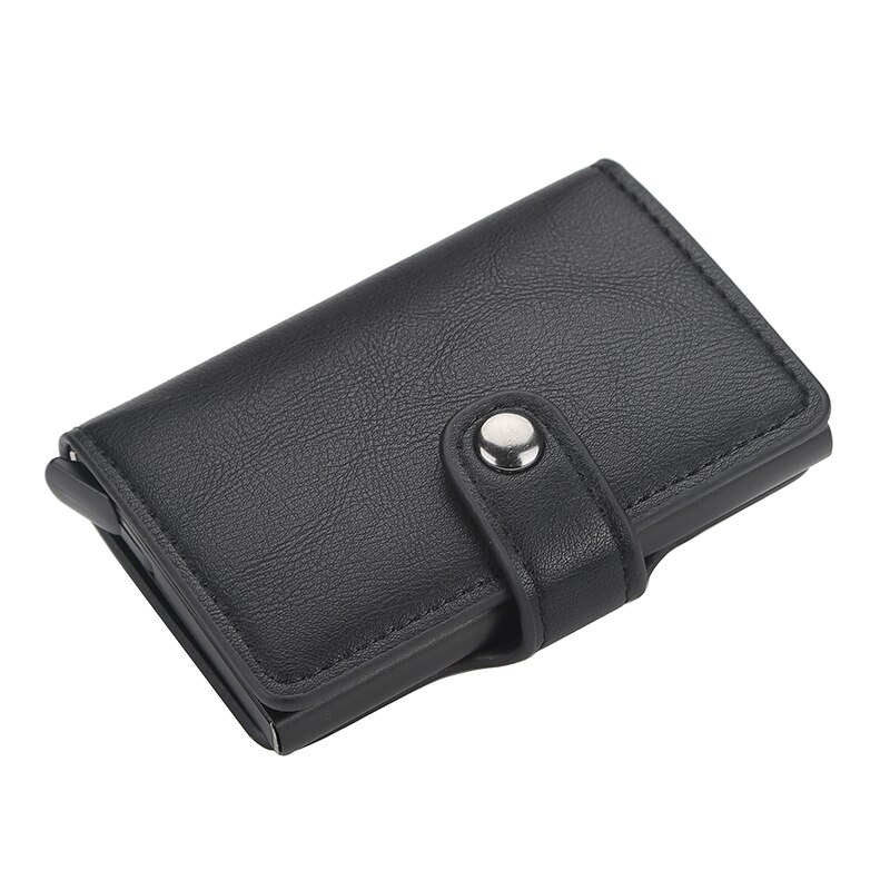 Baellerry – portefeuille automatique en alliage d'aluminium, porte-cartes, Anti-démagnétisation, antivol, RFID, aluminium carte de crédit bancaire: black