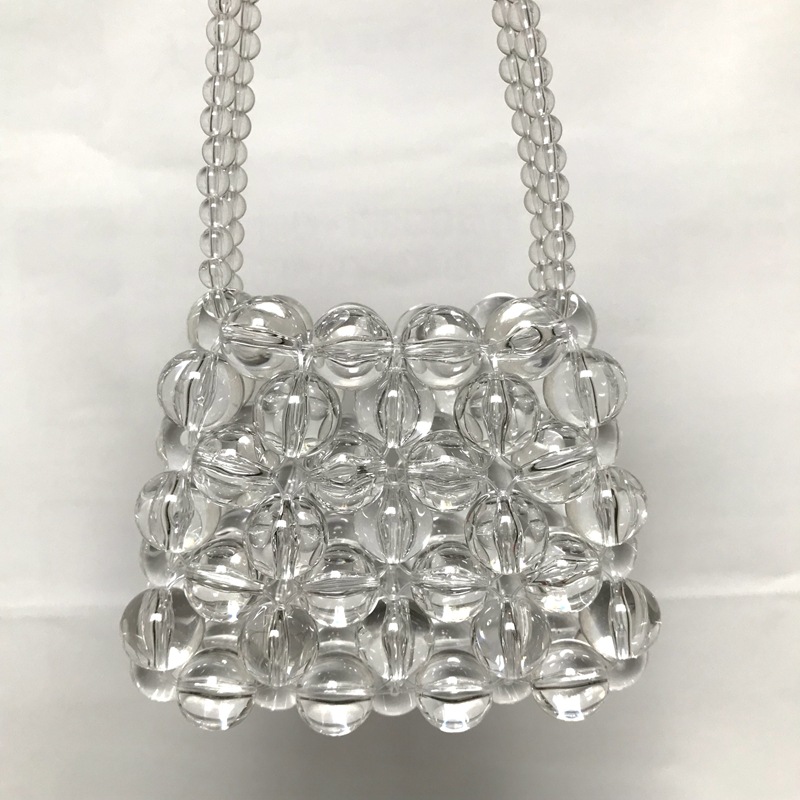 Signore Di Lusso del progettista Perline Fatti A Mano Sacchetti di Mini Sacchetto di Spalla Croce di Cristallo Della Ragazza Tessuto Sacchetto Del Messaggero di Alta Qualità Pera Borse: Transparent