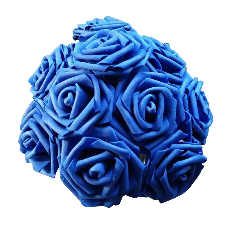 10 têtes 8CM artificielle Rose fleurs soie fleur boule centres de table décorations de mariage menthe décoratif suspendus fleur chaude: dark blue