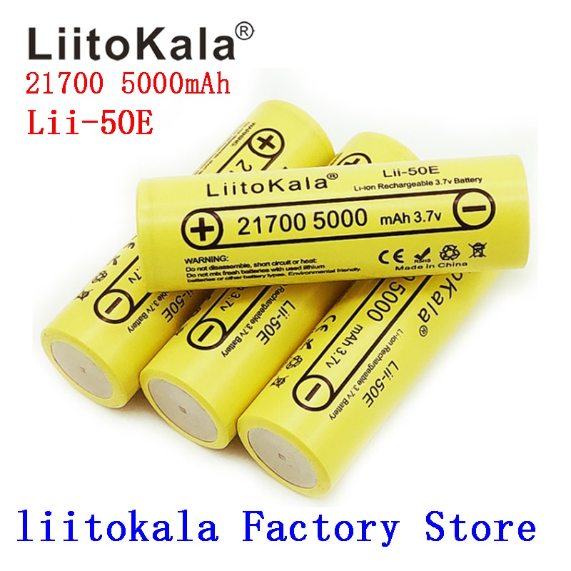 Liitokala Lii-50E 21700 5000 Mah Oplaadbare Batterij 3.7V 5C Ontlading High Power Batterijen Voor High-Power Apparaten