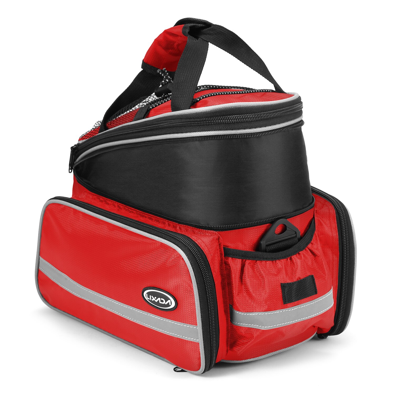 Lixada Fiets Rear Seat Bag Fietsen Fiets Kofferbak Tas 25L Grote Capaciteit Waterdichte Bike Fietstas Schoudertas Met Regen cover: Rood