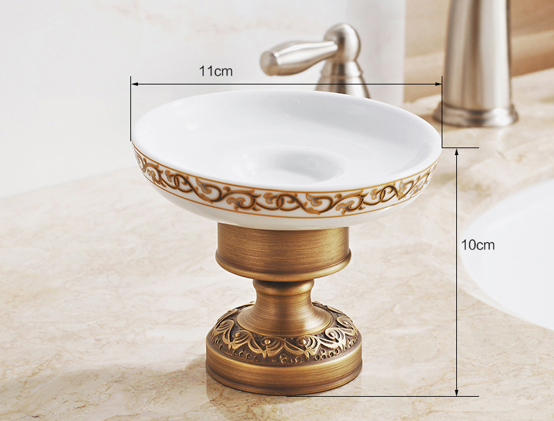 700Brass Soap Dish, Bathroom Shower Soap Holder, Vanity Wire Storage Basket, Wall Mount / Free Standing, Antique Brass Color: Soap Dish - B