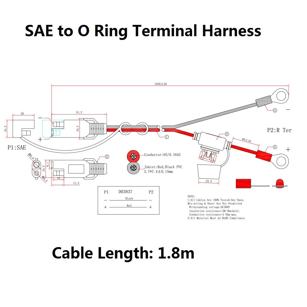 6ft- ring terminal kabel - se til o-ring terminal sele hurtig tilslutning/frakobling ring terminal samling , 10a sikringer