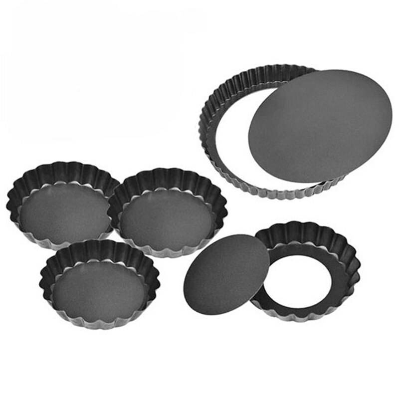 Set of 5 Tart Pan - Includes 9 Inch Tart Pan with Removable Bottom &amp; 4 Inch Mini Tart Pans - Non Stick Quiche Pan: Default Title