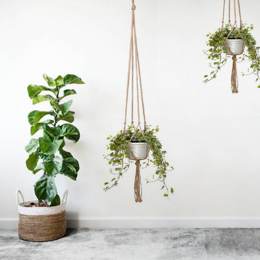 Hanging Baskets Macrame Plant Hanger Flower Pot Holder Hanger Wall Decoration Countyard Garden Jute Rope Braided Craft