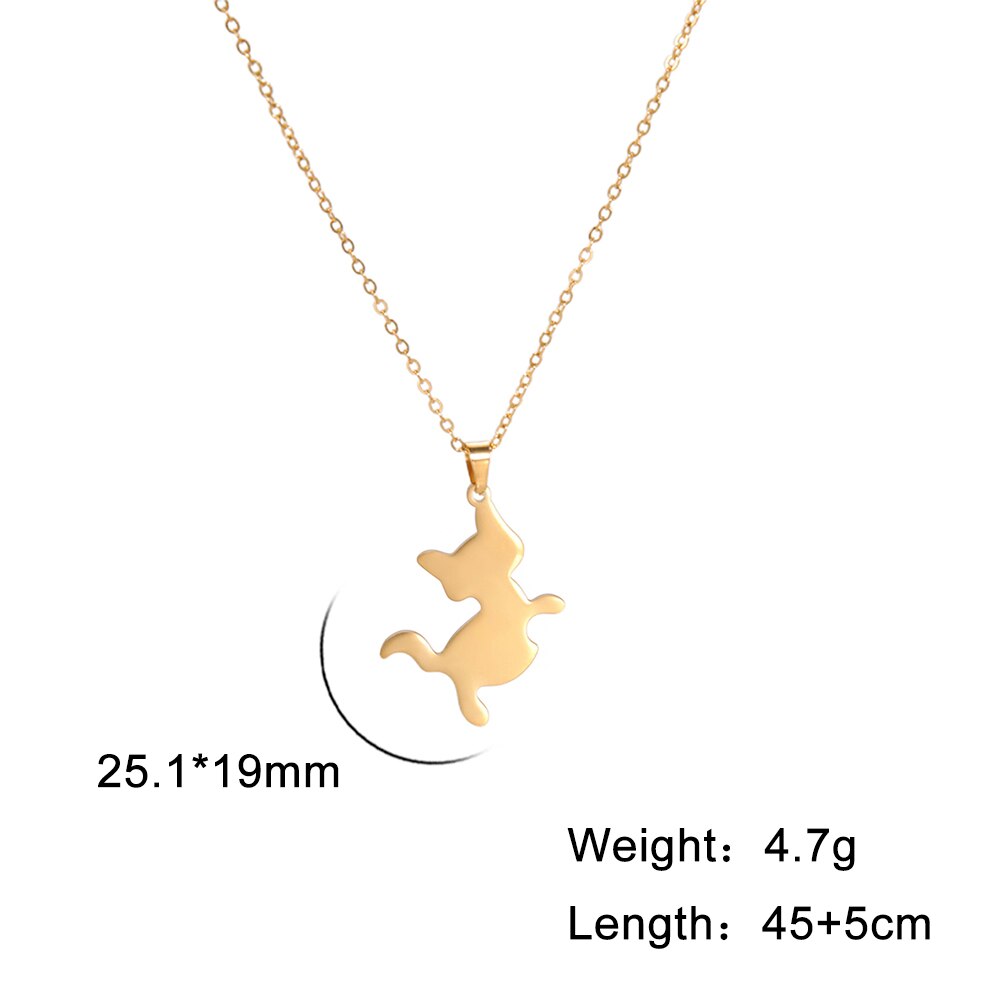 Cazador Cute Walking Cat Pendant Chain Necklaces Stainless Steel Jewelry Simple Cat Curved Choker Necklaces Women Party Wedding: Gold-color
