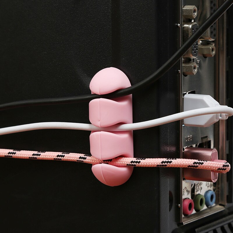 2pcs/lot Desktop Cable Organizer Self-AdheSive Silicone Wire Winder Cord Clip Cable Storage Holder For Office Wire Management