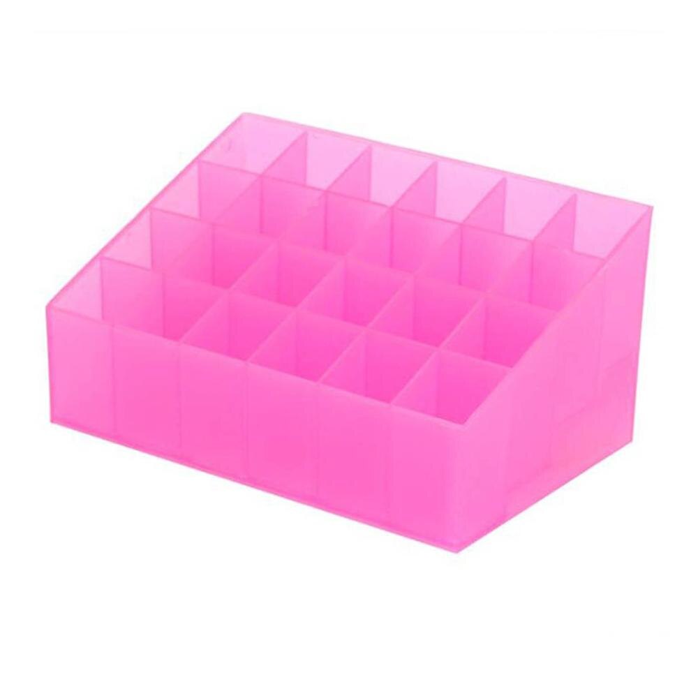 24 Grid Lipstick Houder Plastic Cosmetische Organisator Lipsticks Display Rack Draagbare Make Storage Box: pink