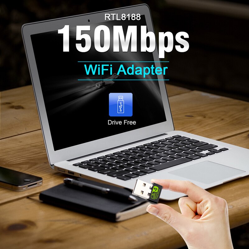 Mini WiFi Adapter USB WiFi Adapter USB Free Driver WiFi Dongle 150Mbps Ethernet Network Card Wireless Wi-Fi Receiver For PC