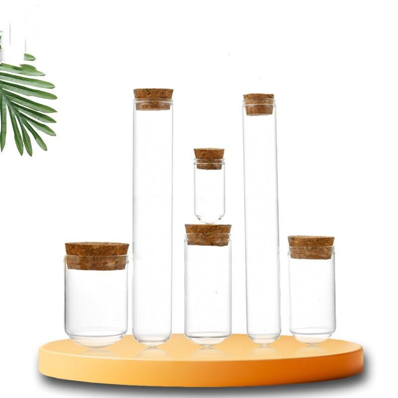 20pcs Clear Glass Cover With Wooden Base Tabletop Display Container Landscape Vase Durable Glass Jar Dome Glass Cover Home Decor