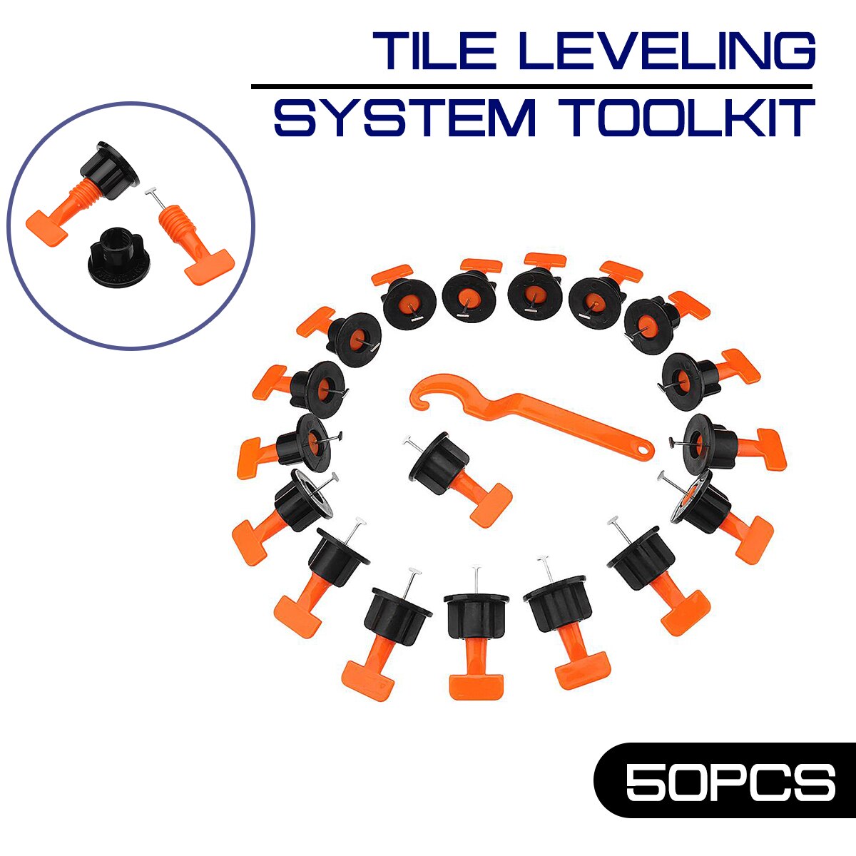 50PCS Tile Leveling System Toolkit Level Wedges Alignment Spacers for Spacers Locator Plier Flooring Wall Tile Carrelage