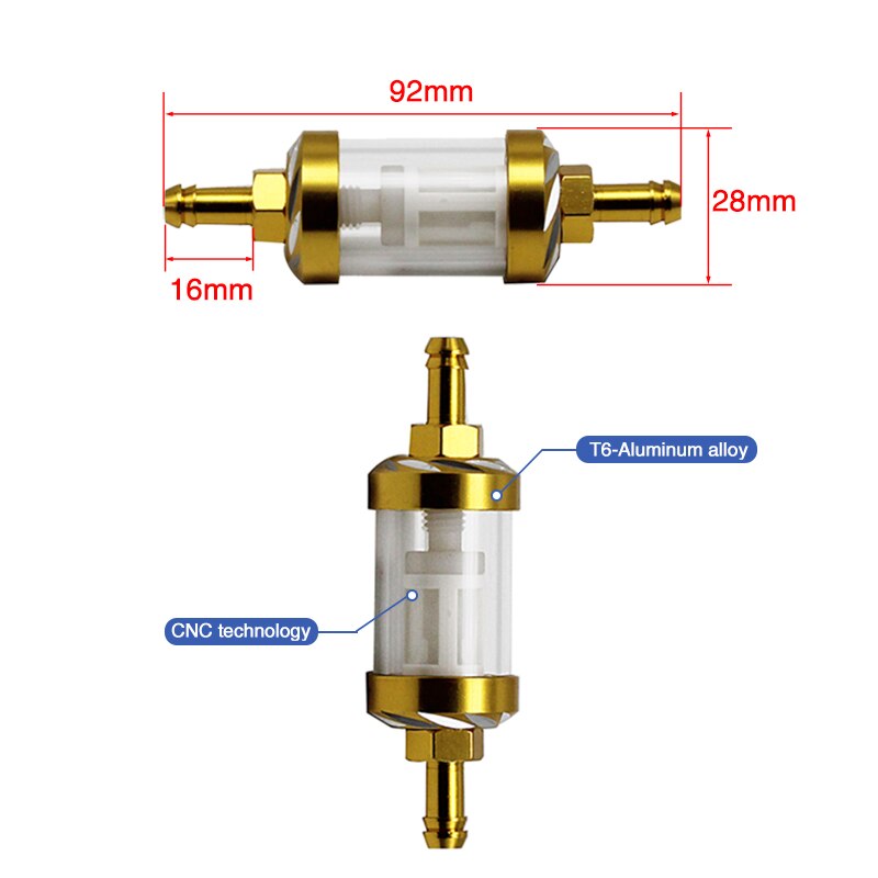ALCON-manguera de filtro en línea de gasolina para combustible de competición, filtro de combustible de Gas de 8mm, tubo de aceite y juego de abrazadera para motobicicleta, ATV, Quad, Scooter