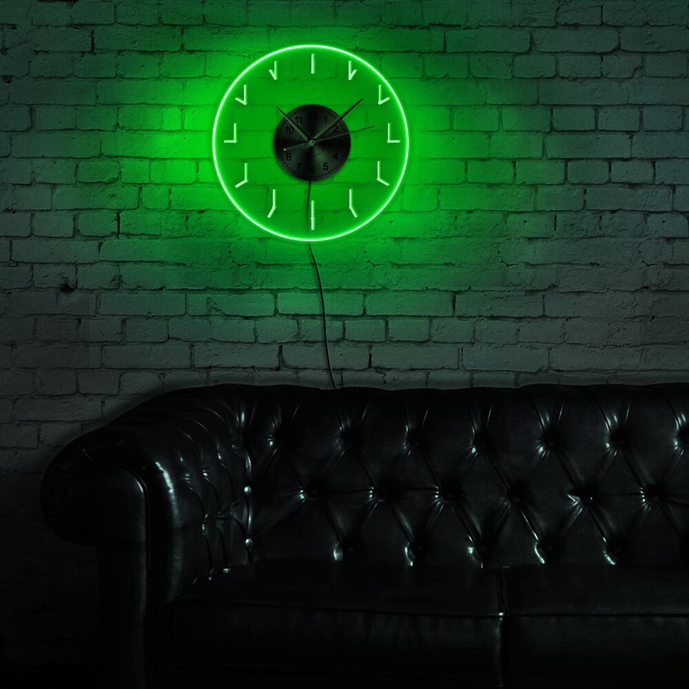 Redundant ledbelysning väggklocka akryl led kant tänd redundans lysande väggklocka modernt kontorsrum led väggdekor