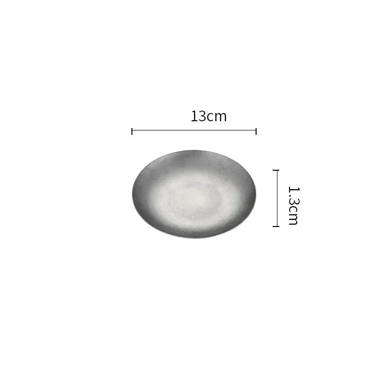 304 ronde vintage dessertbord Creatieve steak Pastaplaat Roestvrij staal Eettafel Taartbak Ondiepe borden set Japanse gerechten: Bruin