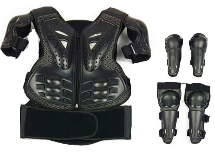 Mat Zwart Helm Kind Baby Latka Motocross Full Body Protect Armor Moto Helm Knie Elleboog Guard Hoofd protector Fietsen combin: vest with knee elbow