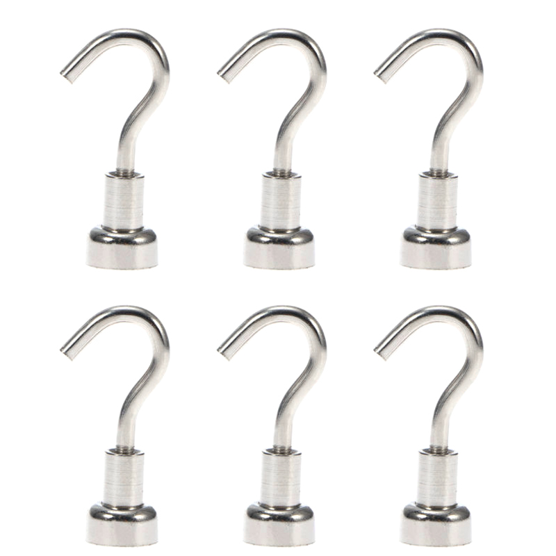 4pcs Magnetic Hooks Powerful Heavy Duty Neodymium Magnet Refrigerator Surfaces Not Scratch Support Magnetic Tool 34.5x12x12mm