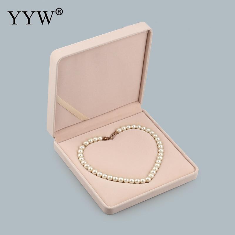 Caja de joyería de terciopelo rosa de lujo, pulseras, collares, anillos, pendientes, caja de embalaje para joyería, , caja de boda para mujer: g 190x190x35mm
