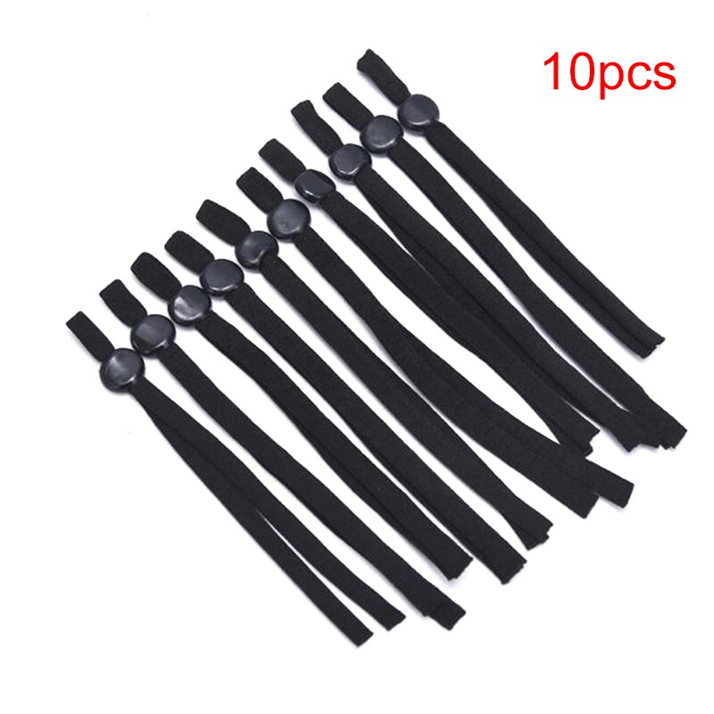 10 st mask sy elastisk bandkord med justerbart spänne stretchig mask öronögla snodd öronskydd rep diy gör förnödenheter: Svart