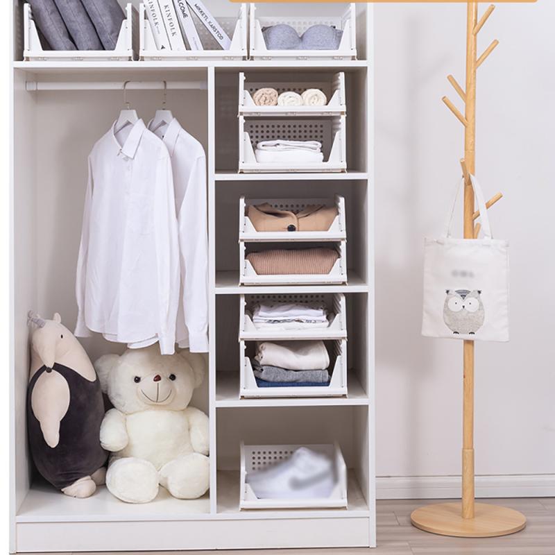 1PC Home Wardrobe Storage Box Closet Clothing Organizer Dorm Room Clothes Organization Layered Shelf Bedroom Cabinet Shelf Rack